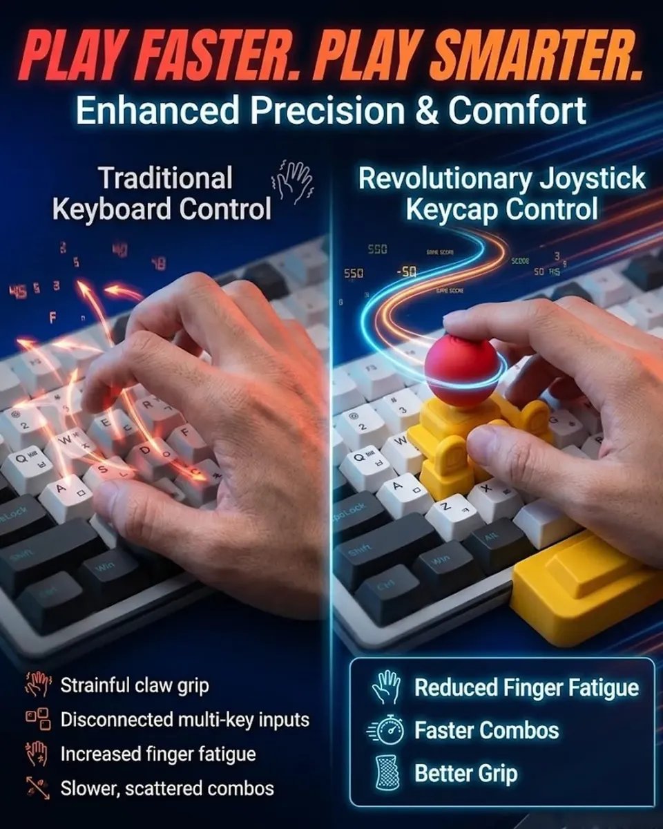 🕹️ Mini Plug‑On Keyboard Arcade Joystick – Snap‑On Retro Controller for PC