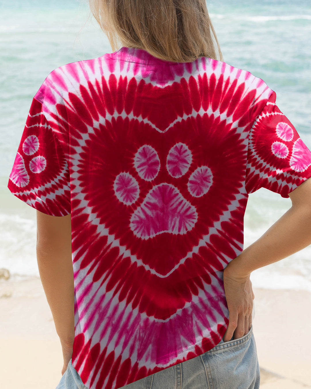 RED PINK PAW HEART ALL OVER PRINT - TYPQ0703261