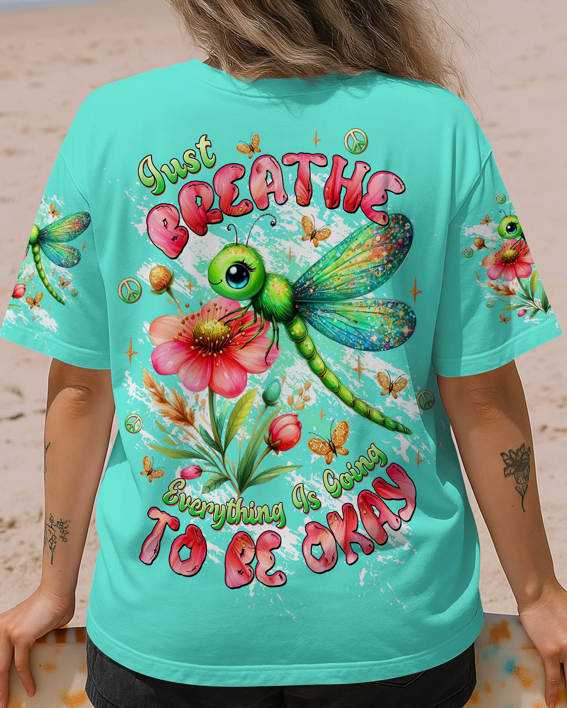 JUST BREATHE  BUTTERFLY DRAGONFLY ALL OVER PRINT - TLTW0910254