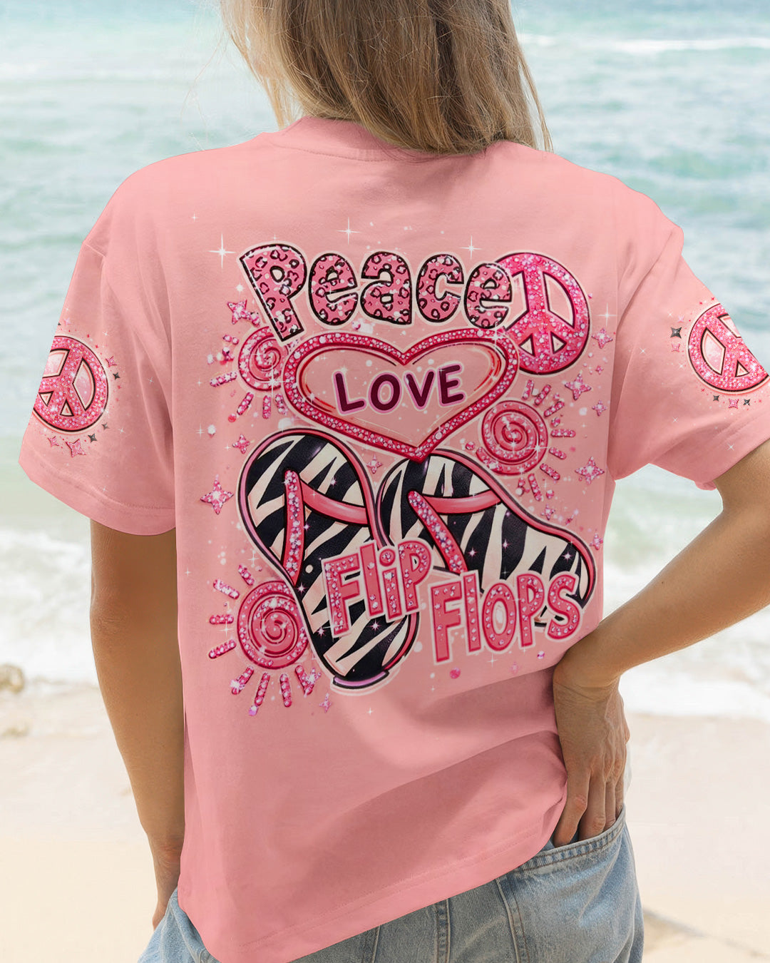 PEACE LOVE FLIP FLOPS ALL OVER PRINT - TLHN0603261