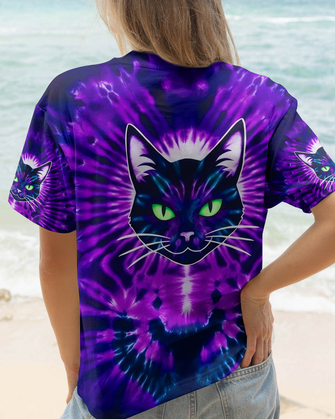 NEON PURPLE COOL CAT ALL OVER PRINT - YHHG0202261