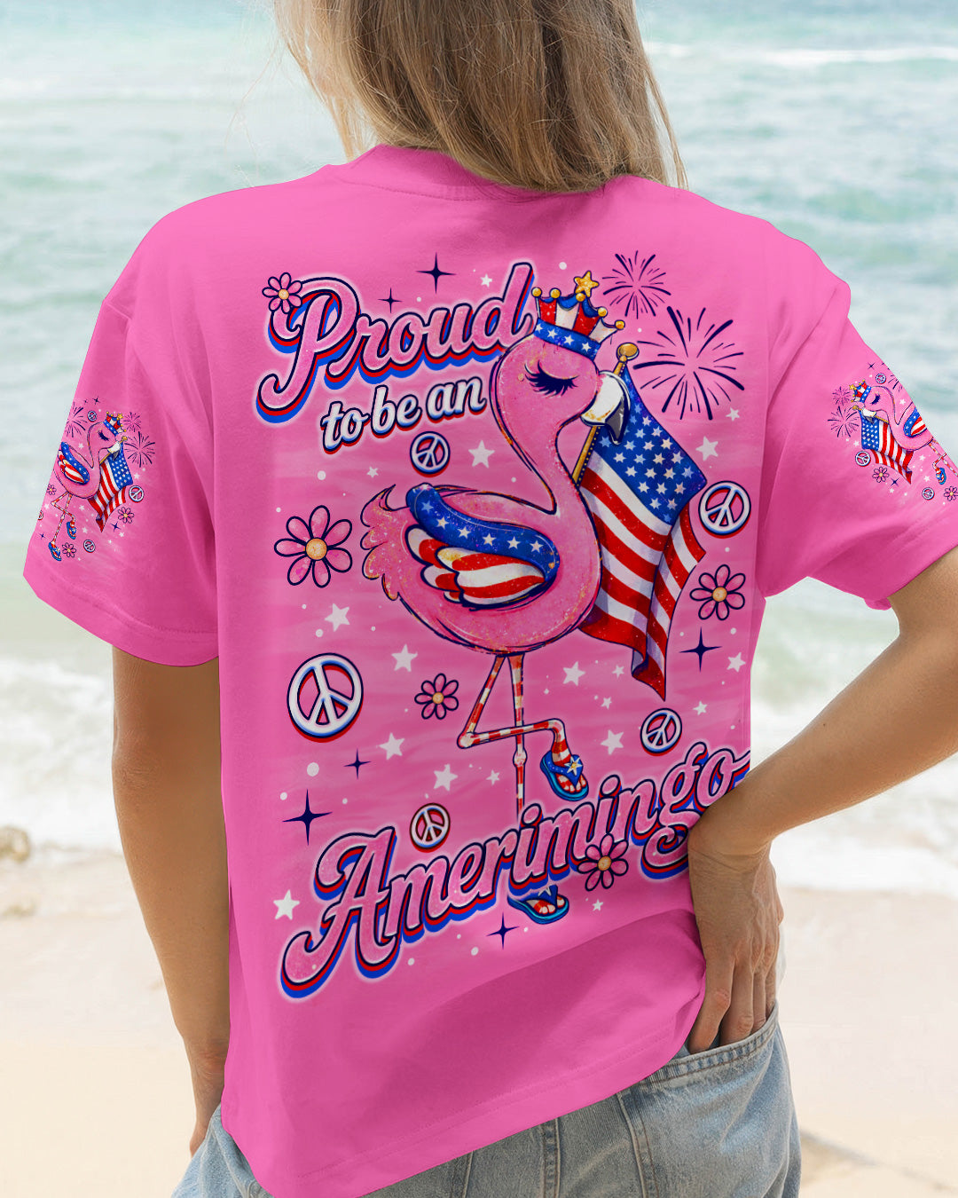 PROUD TO BE AN AMERIMINGO FLAMINGO ALL OVER PRINT  - TLNO2403262
