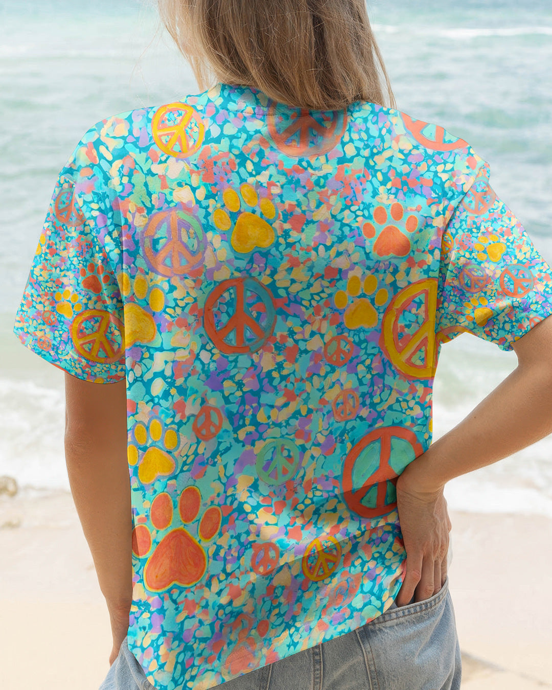 PEACE PAW PRINT PASTEL PATTERN ALL OVER PRINT - TLNO1203262
