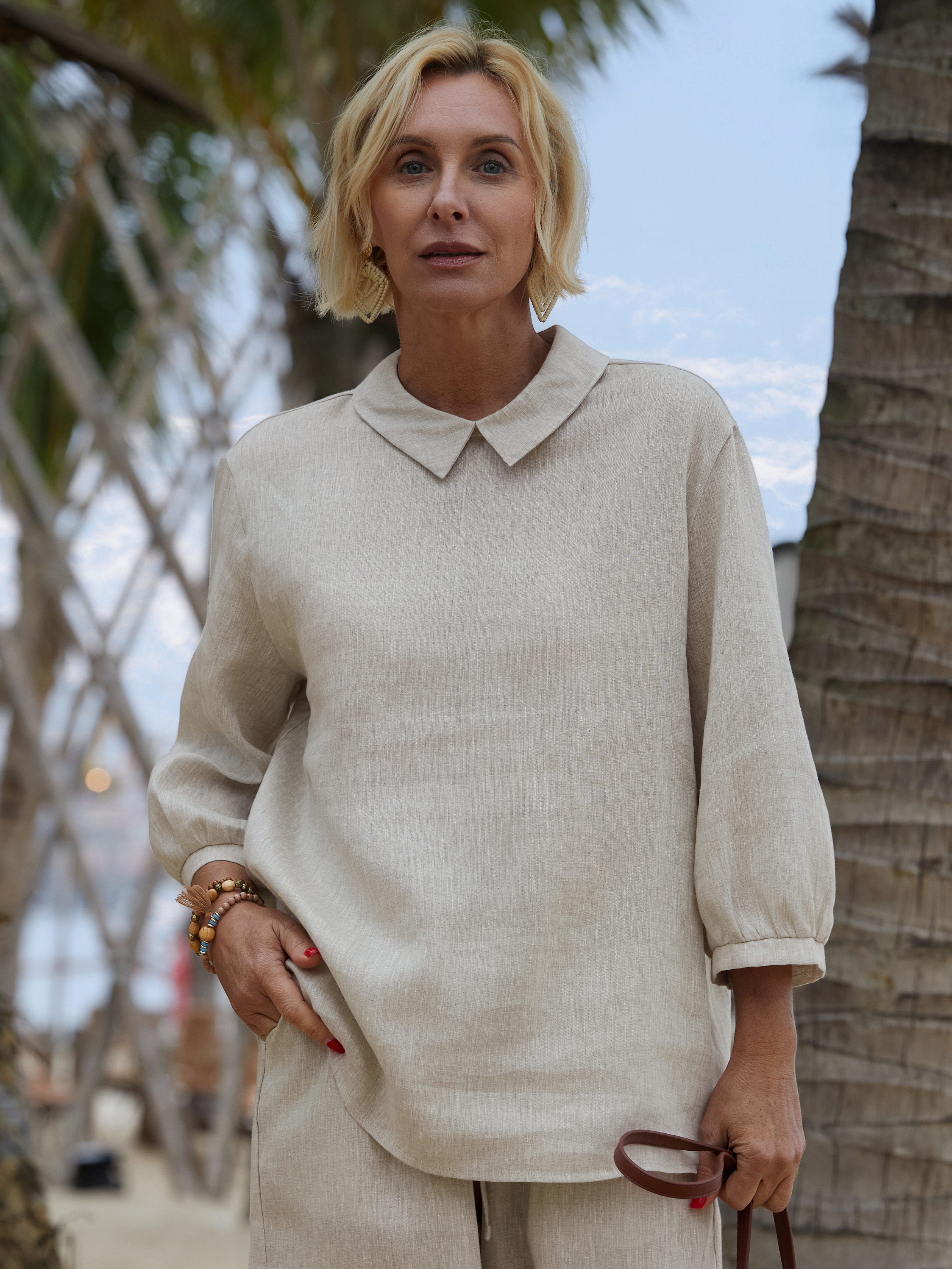Women's  Linen 3/4 Sleeve Shirt