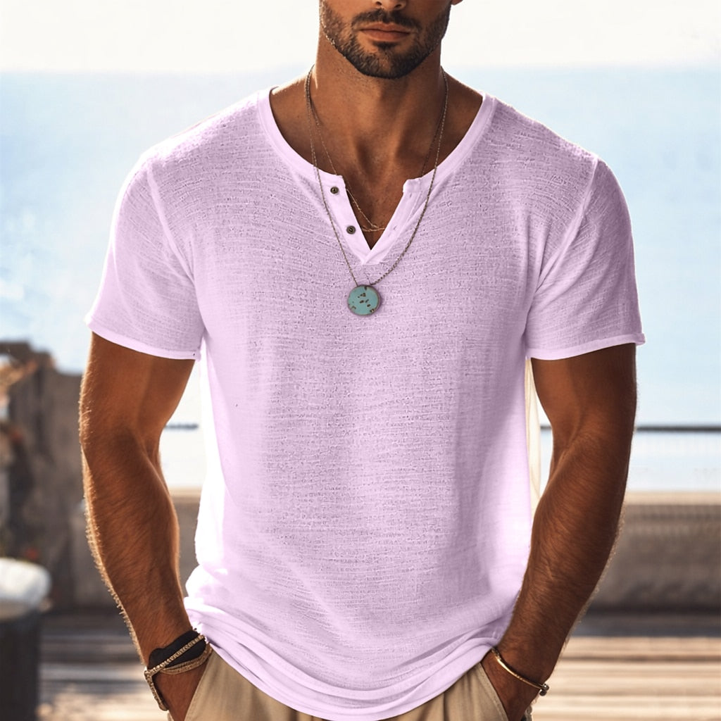 Men’s Lightweight Knit V-Neck T-Shirt - Purple L
