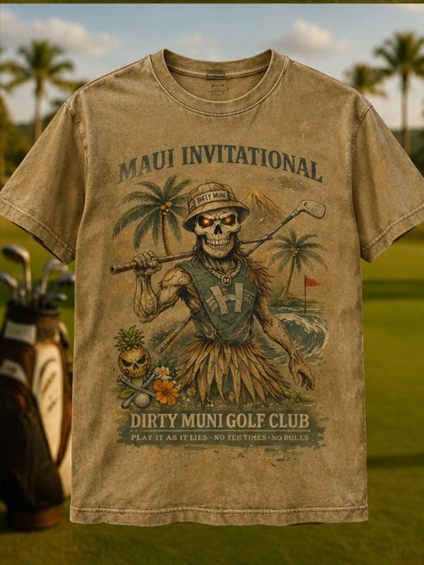 Men's Maui Invitational Golf Skeleton Vintage Art Print T-Shirt