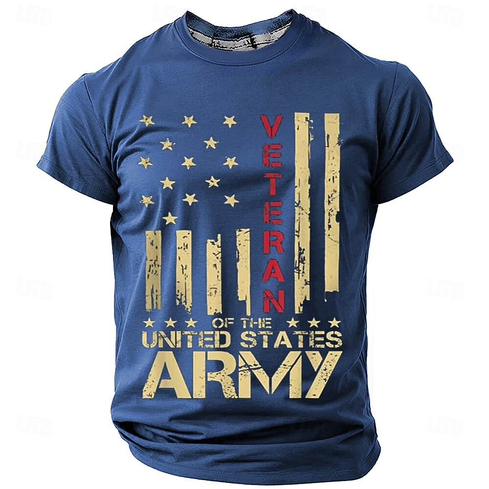 4th of July 2026 250th Memorial Day Men's Patriotic Patriot 3D Print US Flag Veteran Crew Neck Short Sleeve T-Shirt Daily Street
