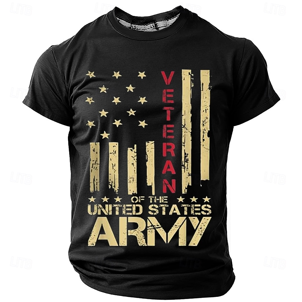 4th of July 2026 250th Memorial Day Men's Patriotic Patriot 3D Print US Flag Veteran Crew Neck Short Sleeve T-Shirt Daily Street
