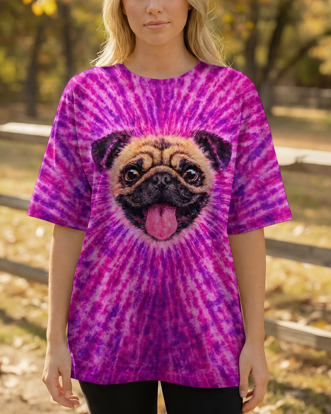 PUG DOG PURPLE & PINK SWIRL ALL OVER PRINT - TLNT2502261