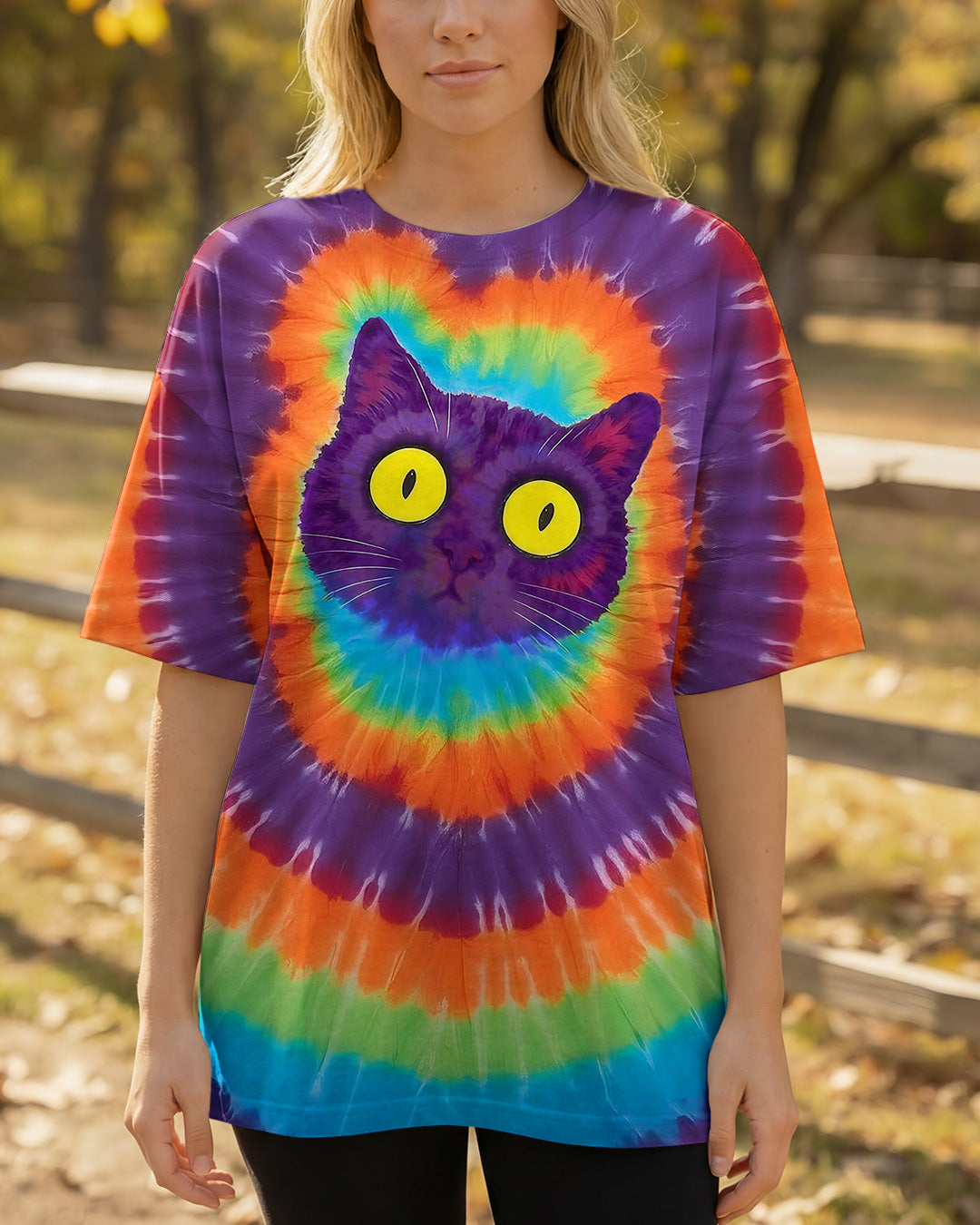 I'M NOT SHORT CAT COLORFUL SWIRL ALL OVER PRINT  - TLNO2403261