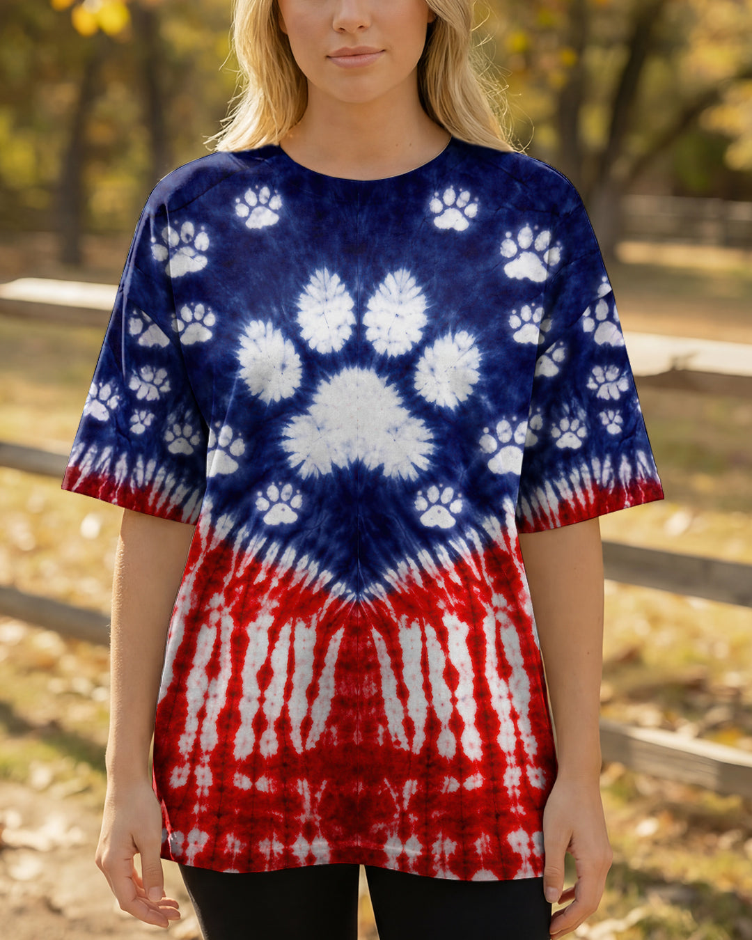 PAW PRINT AMERICAN FLAG V SWIRL ALL OVER PRINT - TLTW1803263