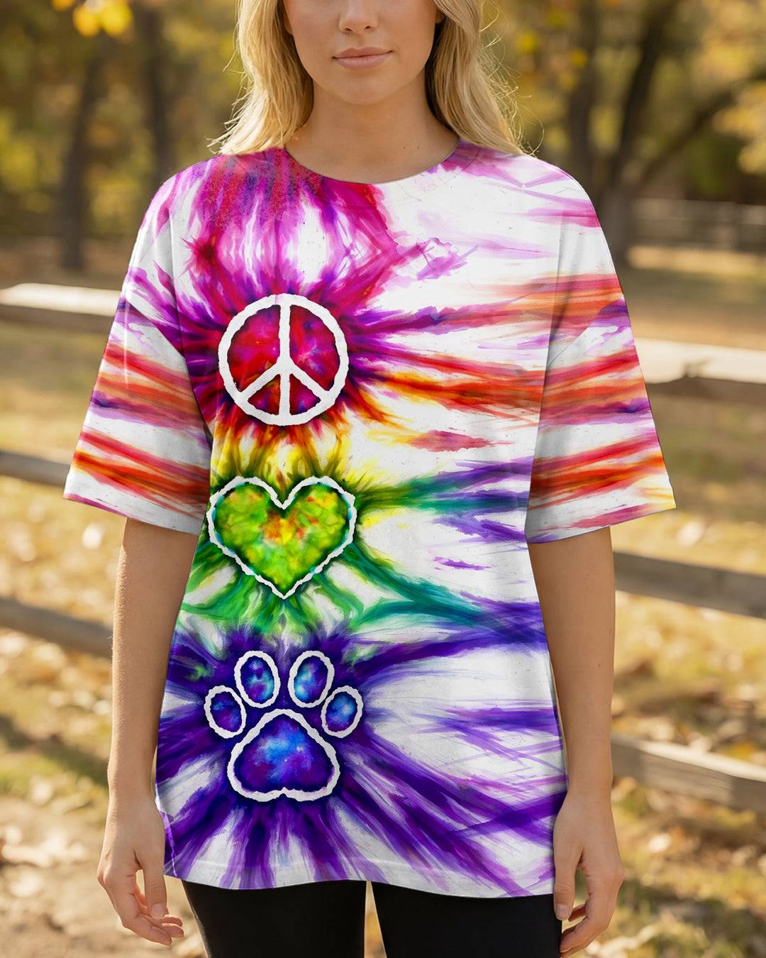 PEACE LOVE PAW PRINT SWIRL ALL OVER PRINT - TLHG2003263