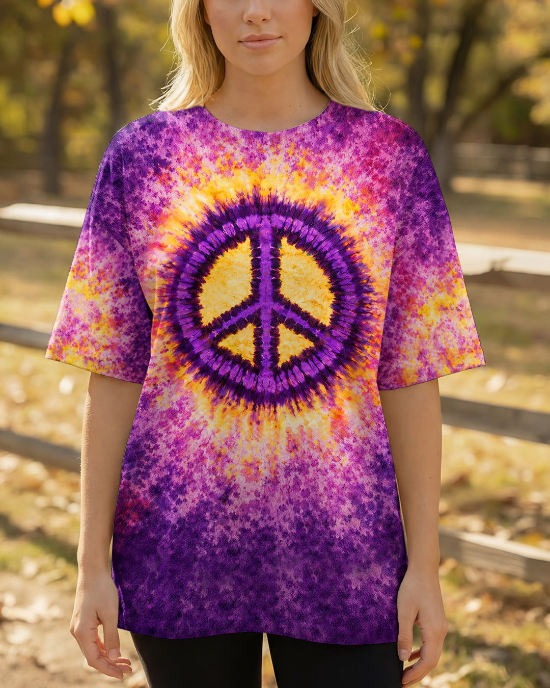 PEACE PAW PRINT PURPLE YELLOW SWIRL ALL OVER PRINT - TLHG3103263