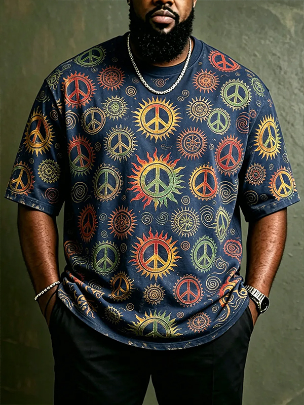 Men's Hippie Peace Symbol Art Print T-Shirt