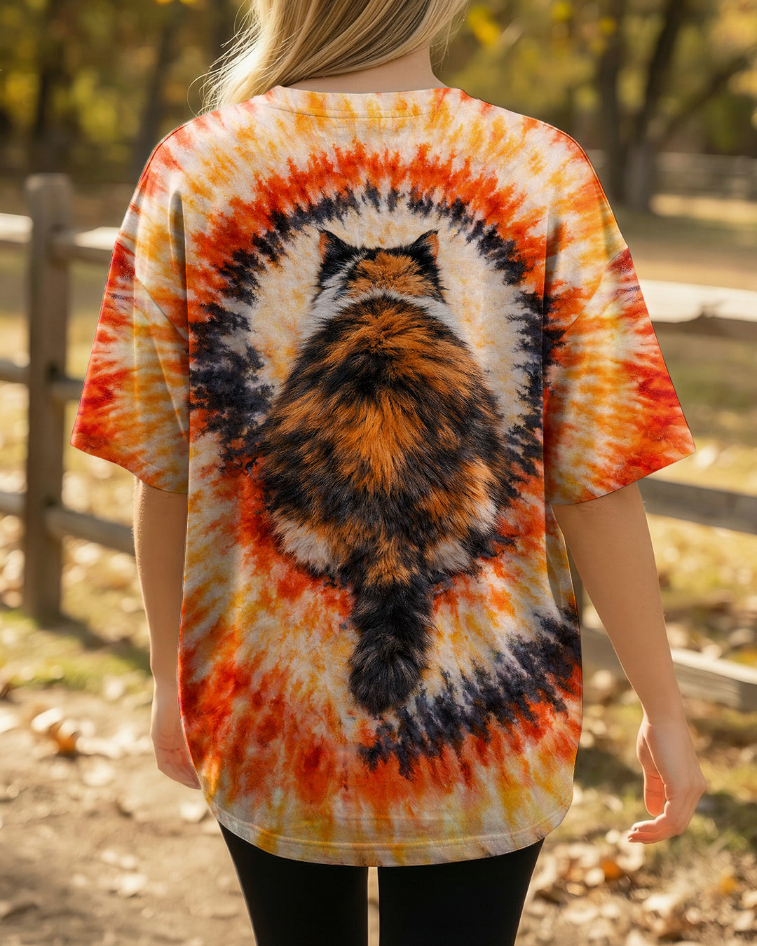 CALICO CAT ORANGE SWIRL ALL OVER PRINT   - TLNT0903262