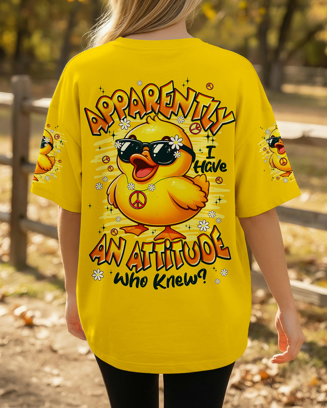APPARENTLY I HAVE AN ATTITUDE WHO KNEW DUCK ALL OVER PRINT - TYPQ2302261