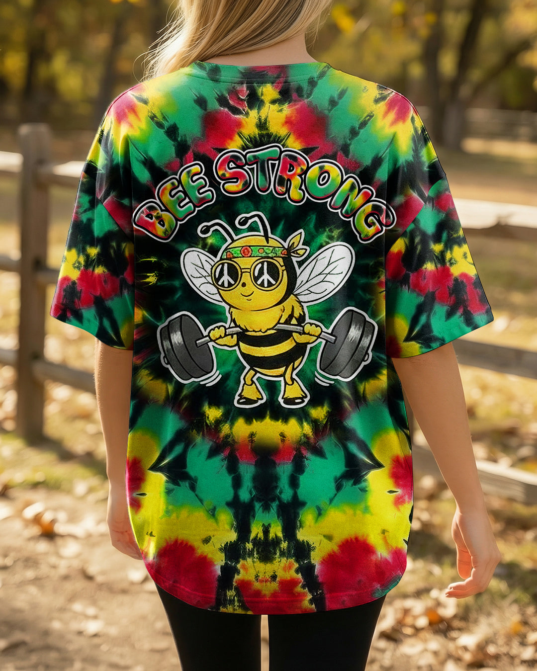 BEE STRONG RAINBOW SWIRL ALL OVER PRINT - YHHG0302261