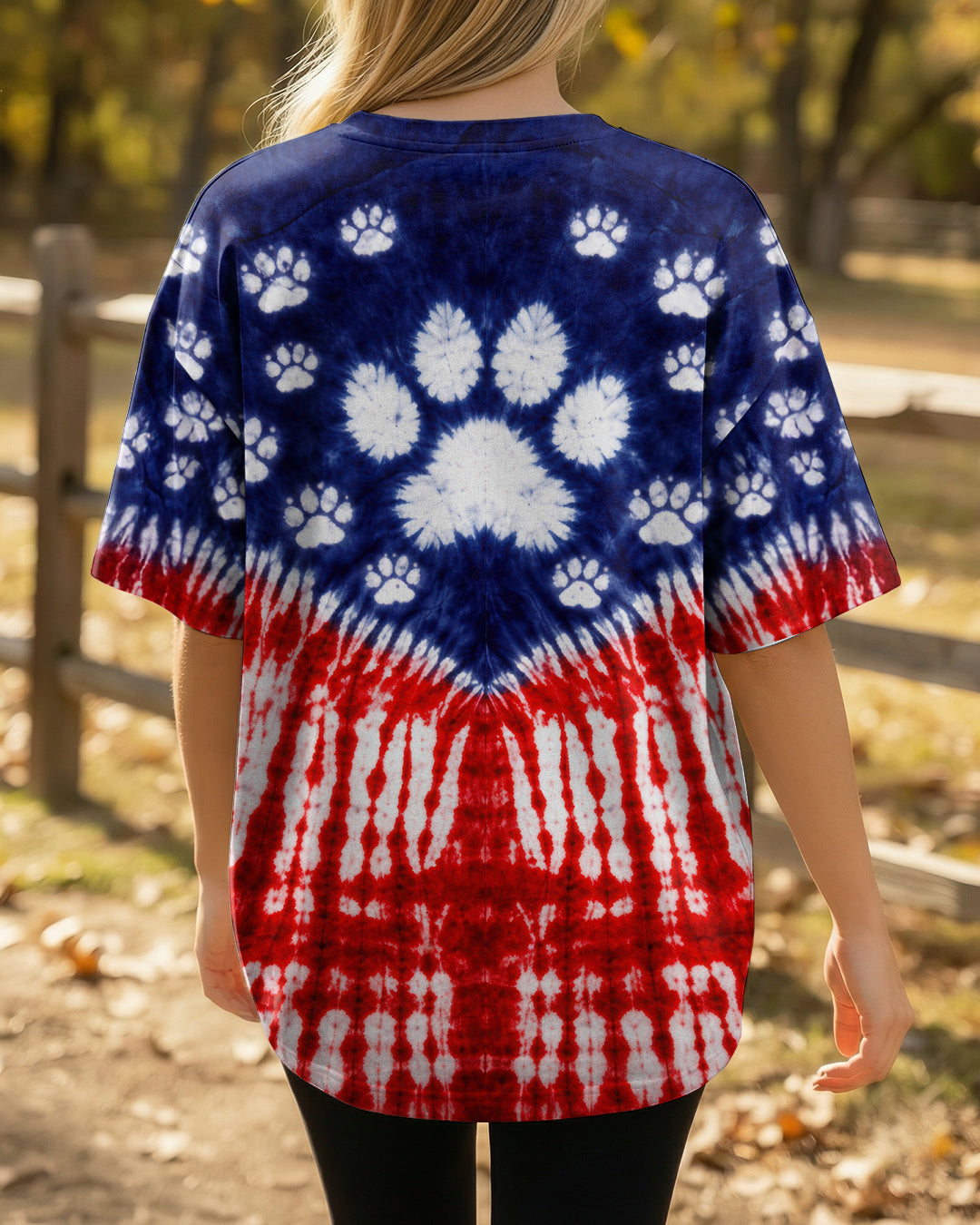 PAW PRINT AMERICAN FLAG V SWIRL ALL OVER PRINT - TLTW1803263