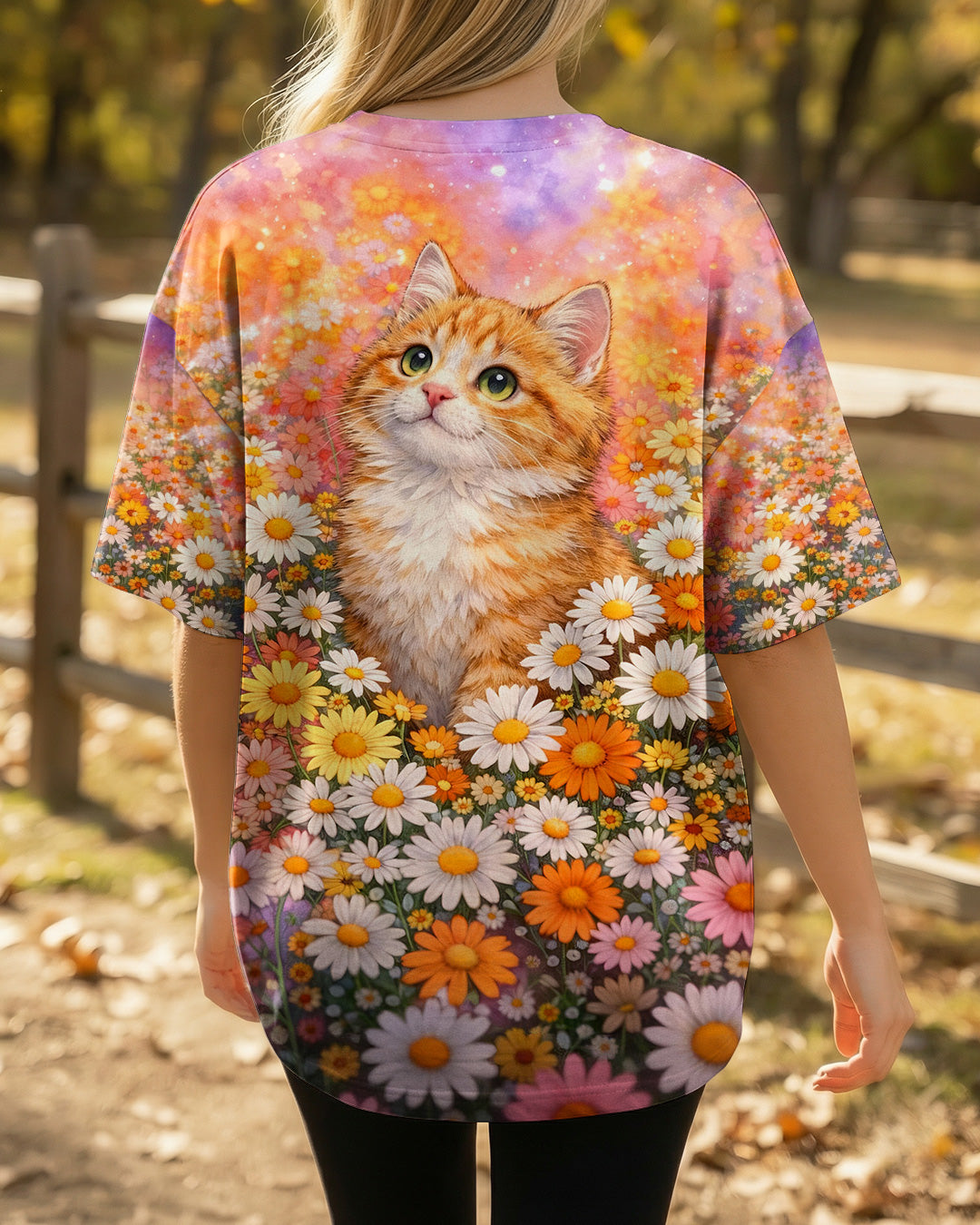 WATERCOLOR FLORAL CAT ALL OVER PRINT - TLHG1603261