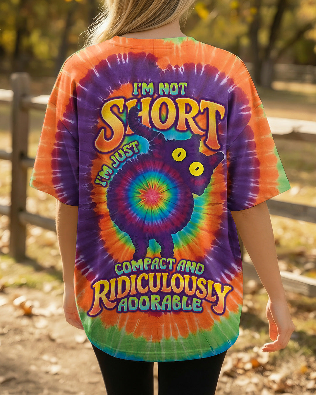 I'M NOT SHORT CAT COLORFUL SWIRL ALL OVER PRINT  - TLNO2403261