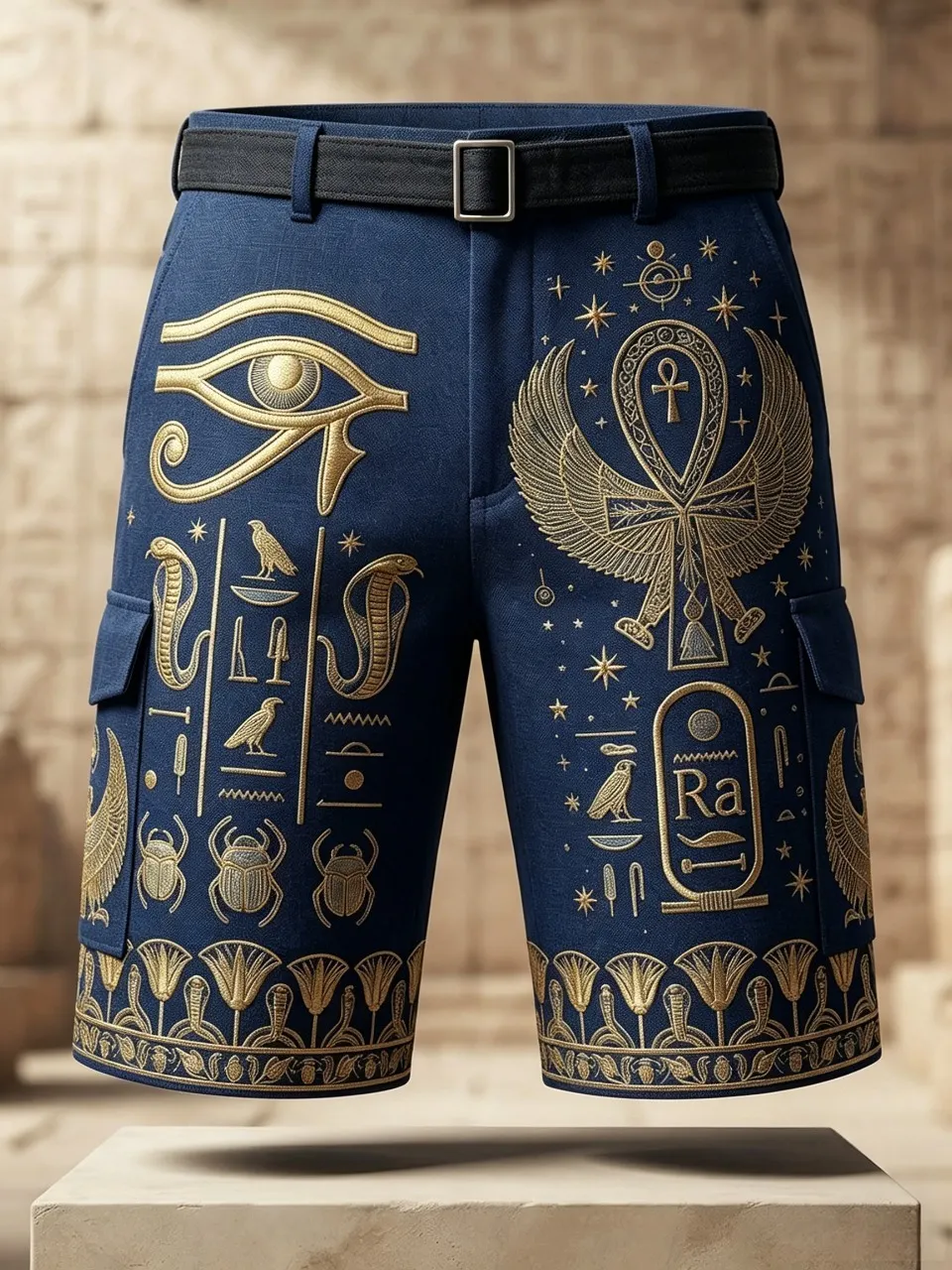 Men's Egyptian Horus Eye Ankh Scarab Art Print Casual Shorts
