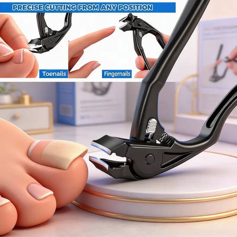 ✂️ Black Curved Nail Clipper – Ergonomic & Easy for Seniors 🖤