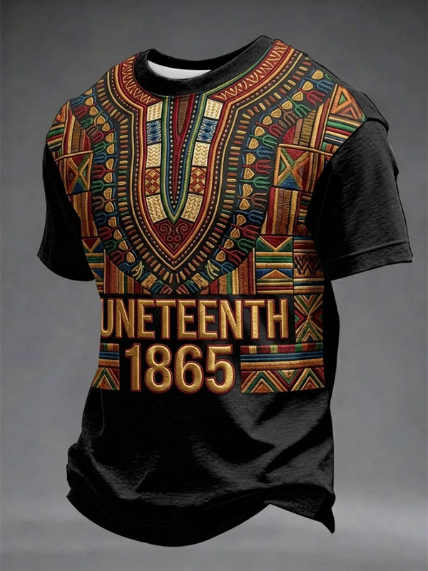 Men's Juneteenth 1865 African Dashiki Inspired Print T-Shirt
