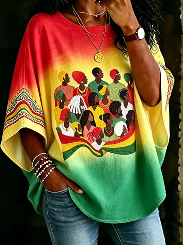 Women's Gradual African Tribes Vacation Style Print Casual T-Shirt