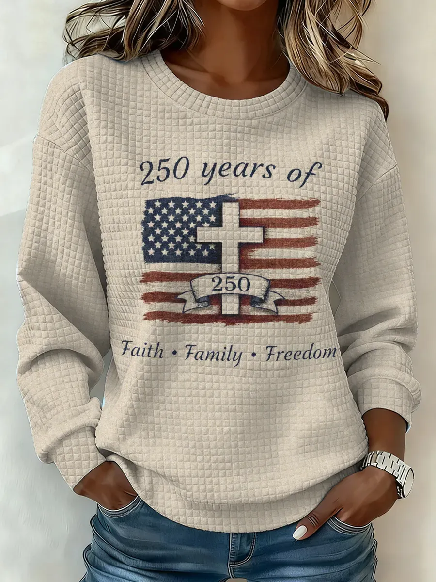 [Copy]Women's 250th Anniversary National Print Casual T-Shirt