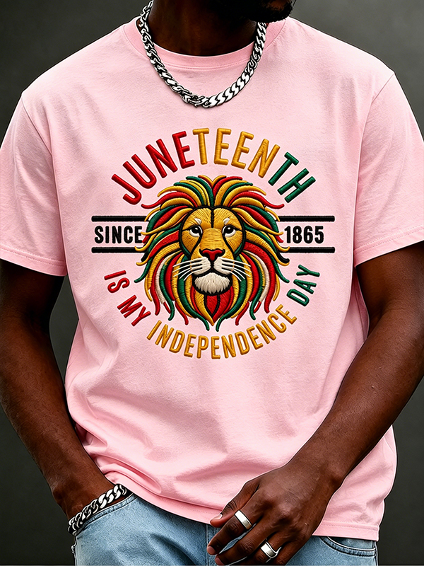 Men's Juneteenth Is My Independence Day Since 1865Print Cotton Casual T-Shirt