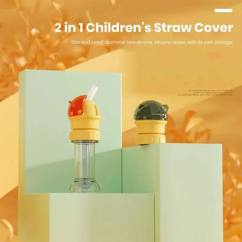 Water Bottle Spout Conversion Cap with Straw | Universal Fit for Juice & Water Bottles | Spill-Proof Flip Top Cover for Toddlers & Children