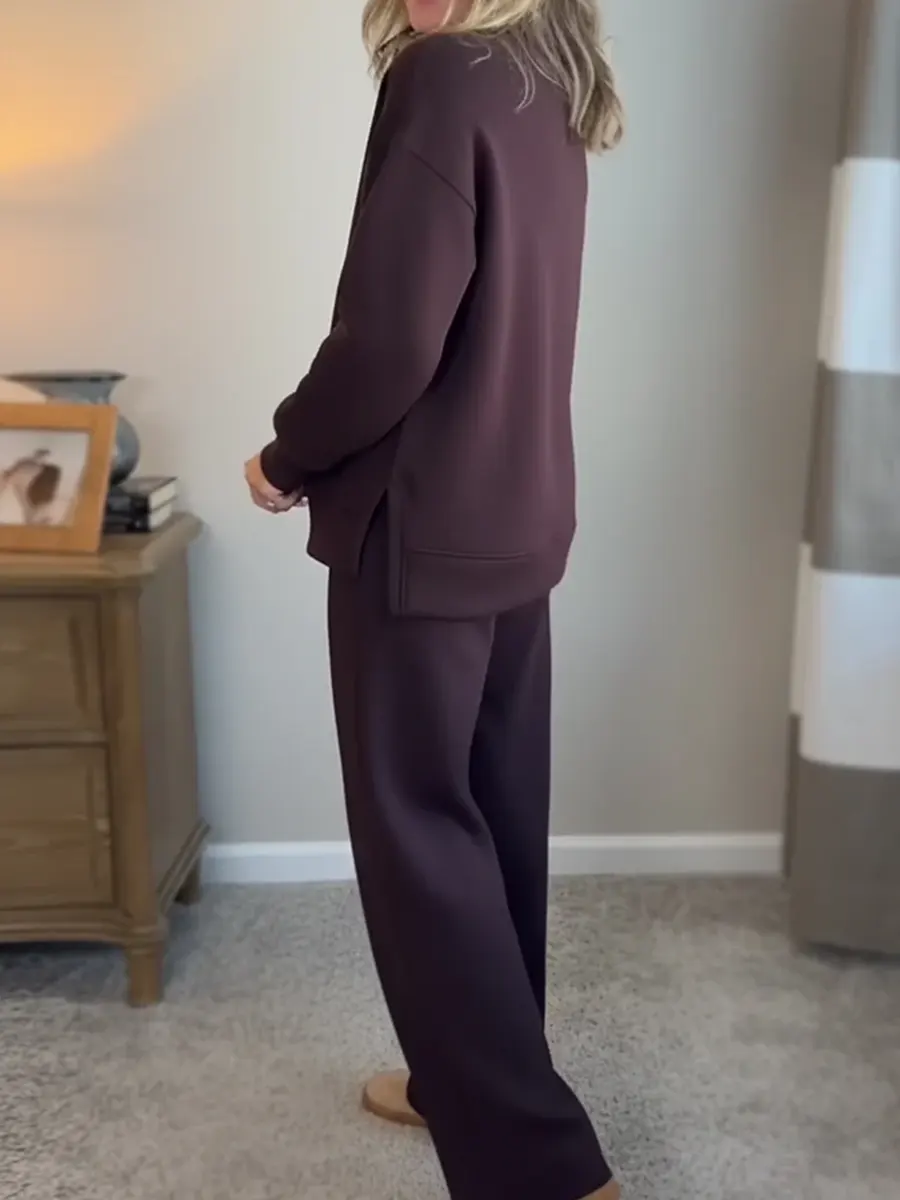 Women's Casual Turtleneck Sweatshirt And Pants Two-piece Set