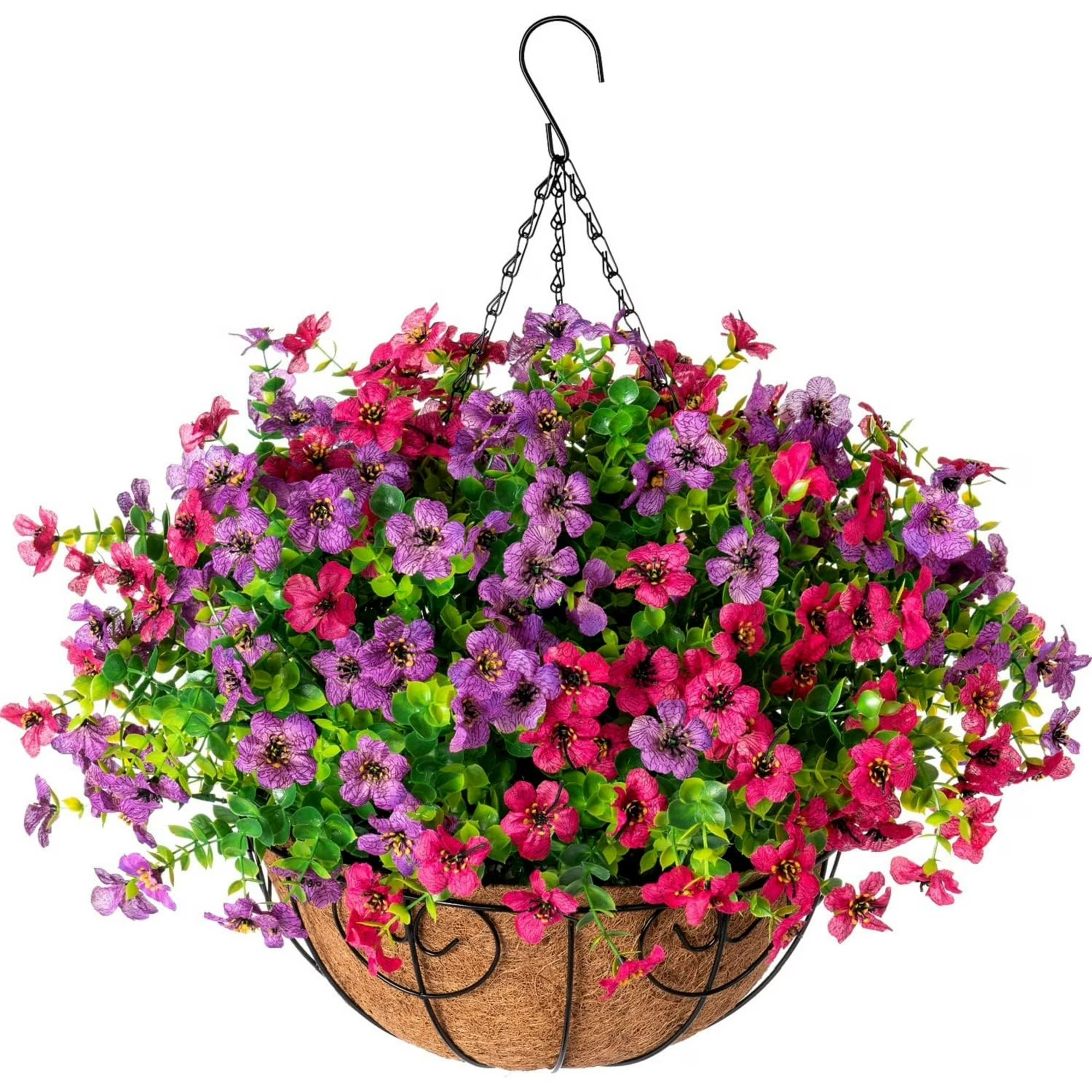 Last Day of Sale! 💐 Artificial Daisy Hanging Basket -🏡 Low Maintenance Outdoor Silk Flower Planter for Patio & Garden