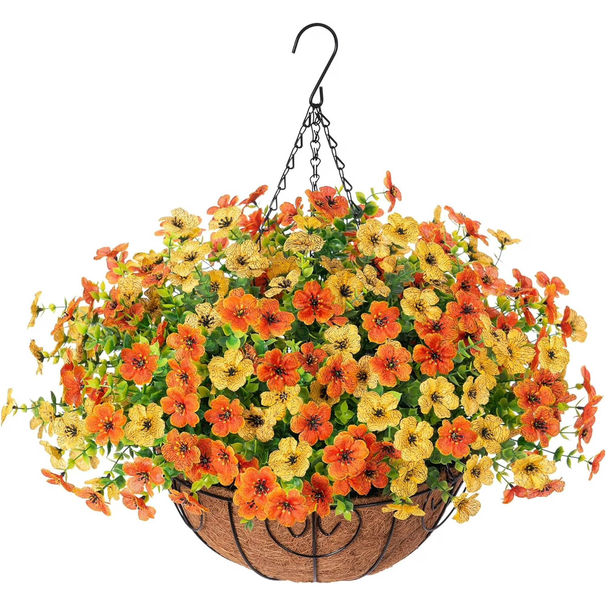 Last Day of Sale! 💐 Artificial Daisy Hanging Basket -🏡 Low Maintenance Outdoor Silk Flower Planter for Patio & Garden