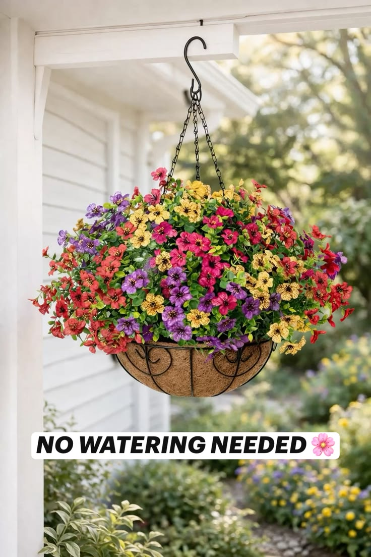 Last Day of Sale! 💐 Artificial Daisy Hanging Basket -🏡 Low Maintenance Outdoor Silk Flower Planter for Patio & Garden