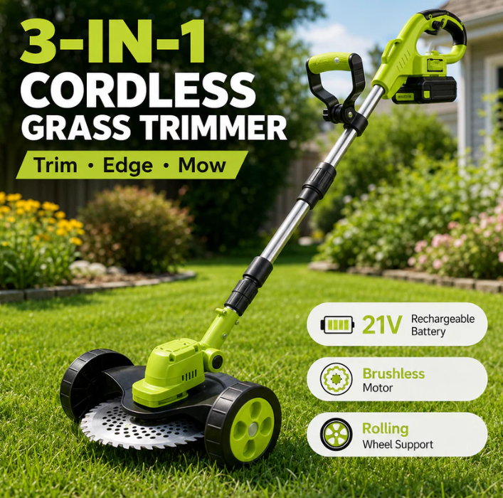 🌿21V 3-in-1 Cordless Trimmer Edger Mini Mower