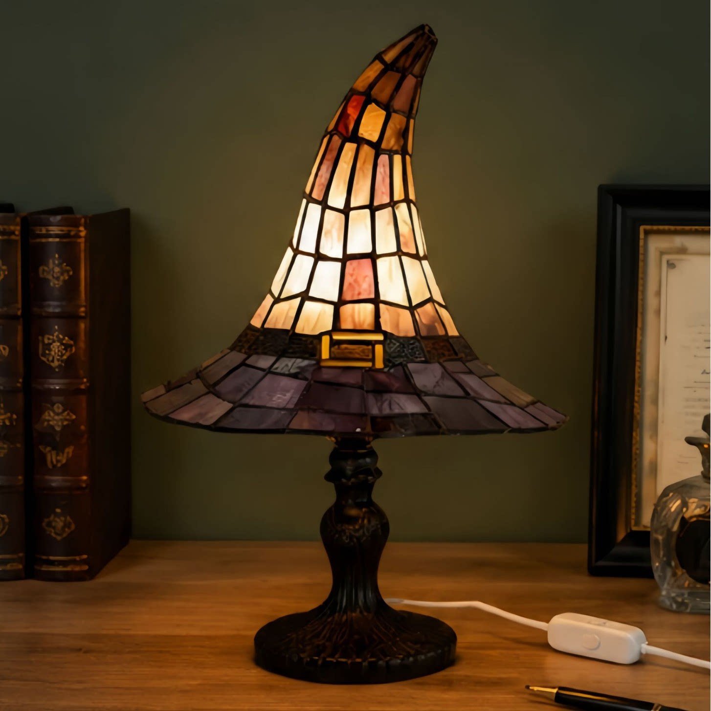 🧙♀️Witch Hat Lamps - Handcrafted Stained Gothic Wizard Hat Lights for Decor