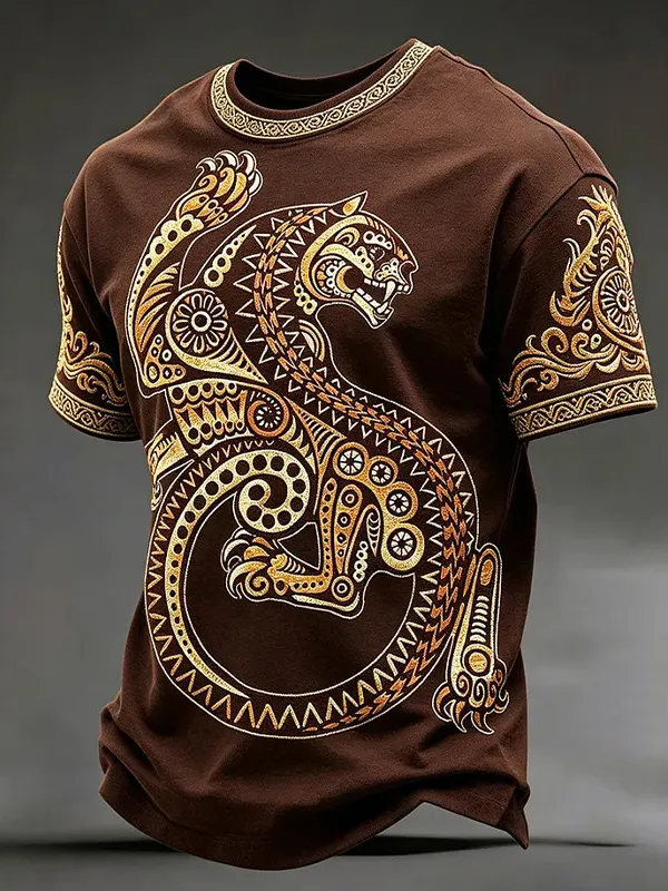 Men's Tiger Aboriginal Art Print T-Shirt