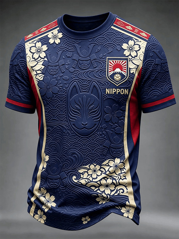 Men's Japan Nippon Ukiyo-e Fox Sakura Art Print T-Shirt