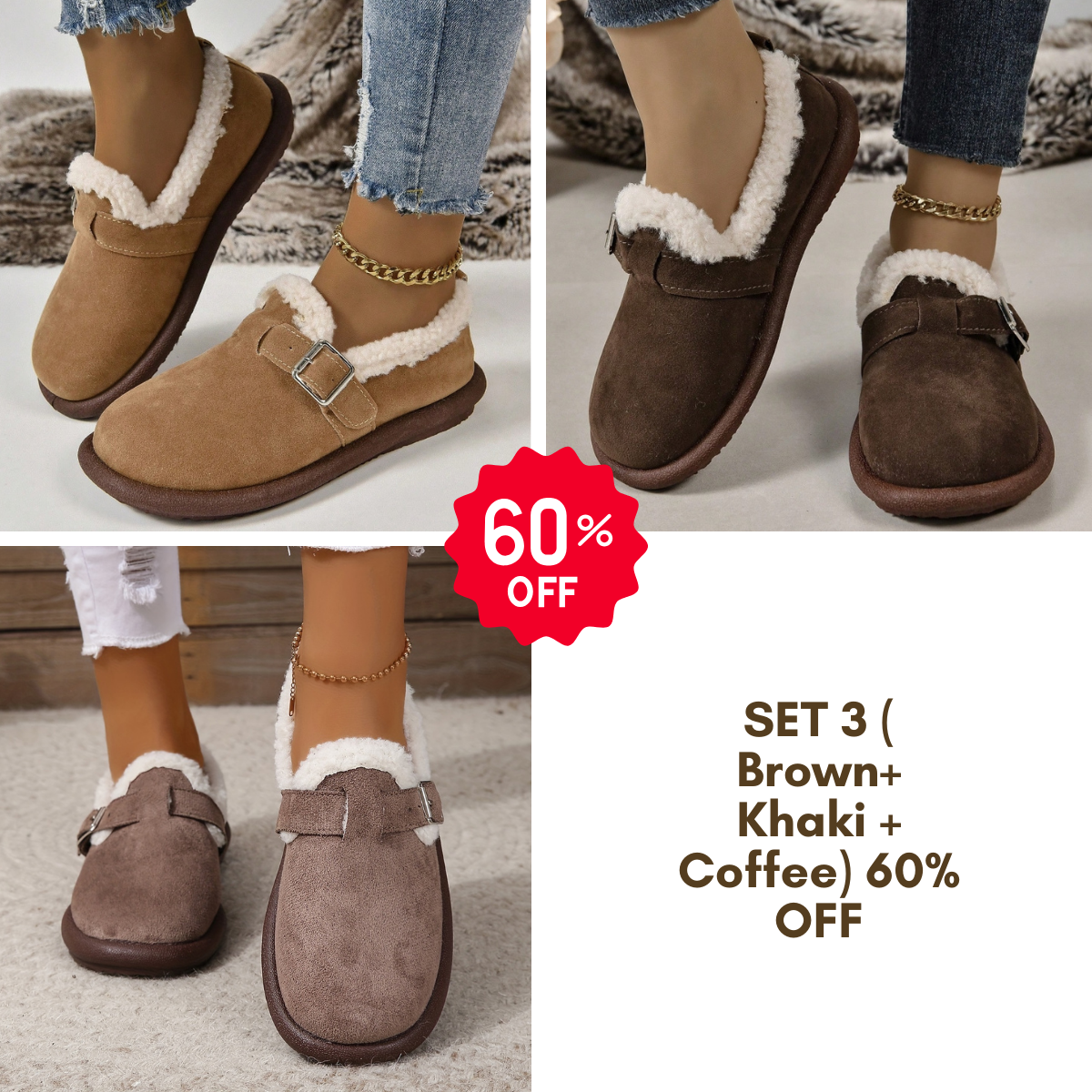 🔥LAST DAY 49% OFF -WOMEN'S PLUSH ROUND TOE SLIP-ON FLATS（FREE SHIPPING）
