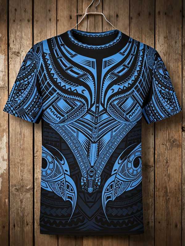 Men's Tribal Polynesian Art Print T-Shirt