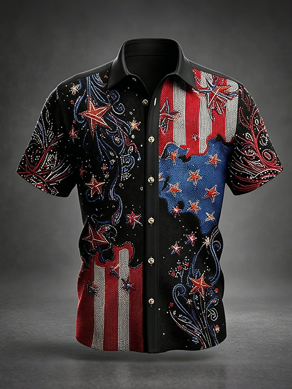 Men's Independence Day Flag Art Print Shirt