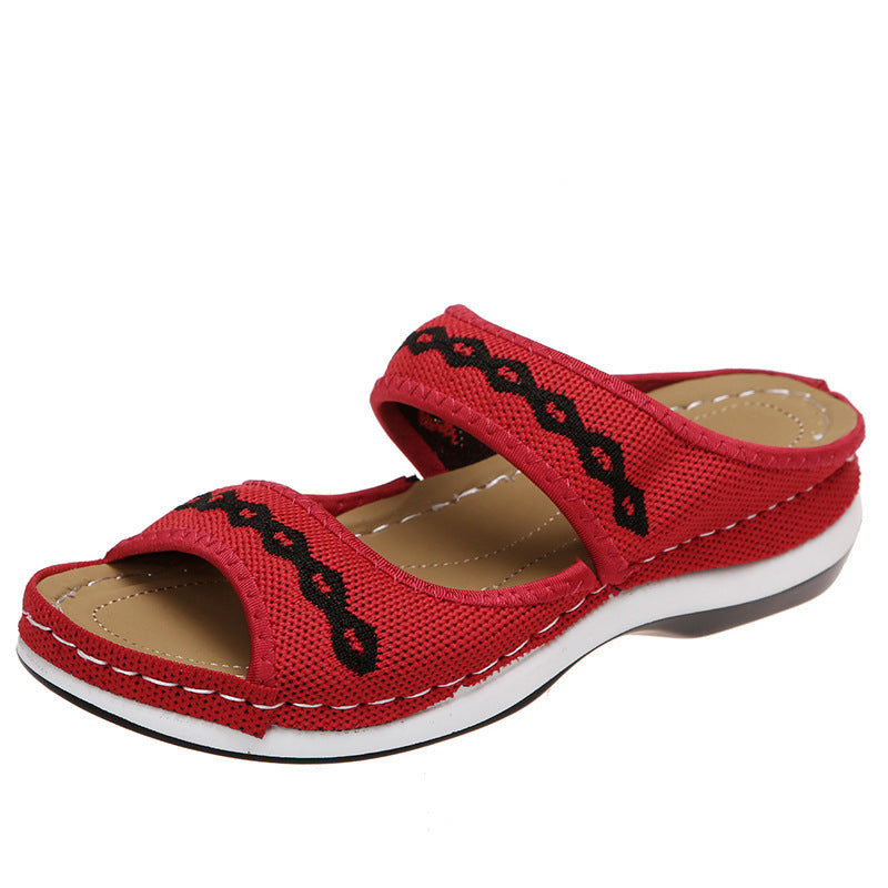 Grishay Stylish Wedge Cutout Comfortable Flat Slippers