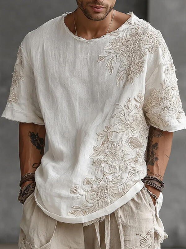 Men's Botanical Flowers Art Print T-Shirt