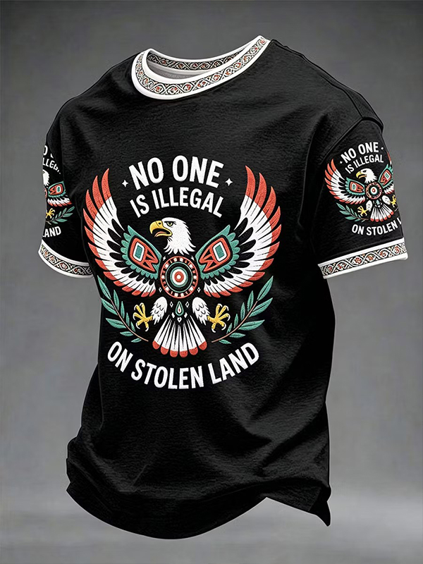 Men's International Day Of Indigenous Peoples No One Is Illegal On Stolen Land Print T-Shirt