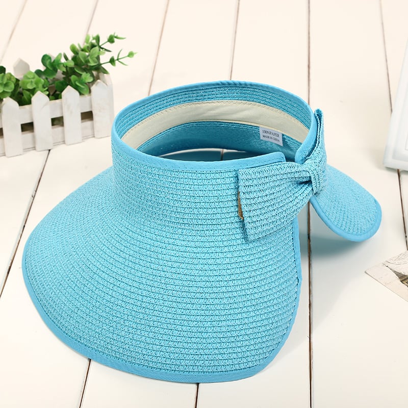🔥LAST DAY 49% OFF - Women's 2024 Summer Solid Color Bow Design Wide Brim Straw Hat