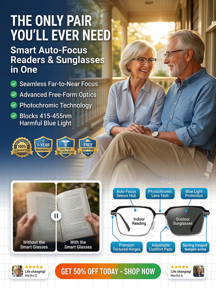 ✨Limited-Time Sale-50% Off👓Automatic zoom light-sensing transition lenses for anti-blue light presbyopia glasses