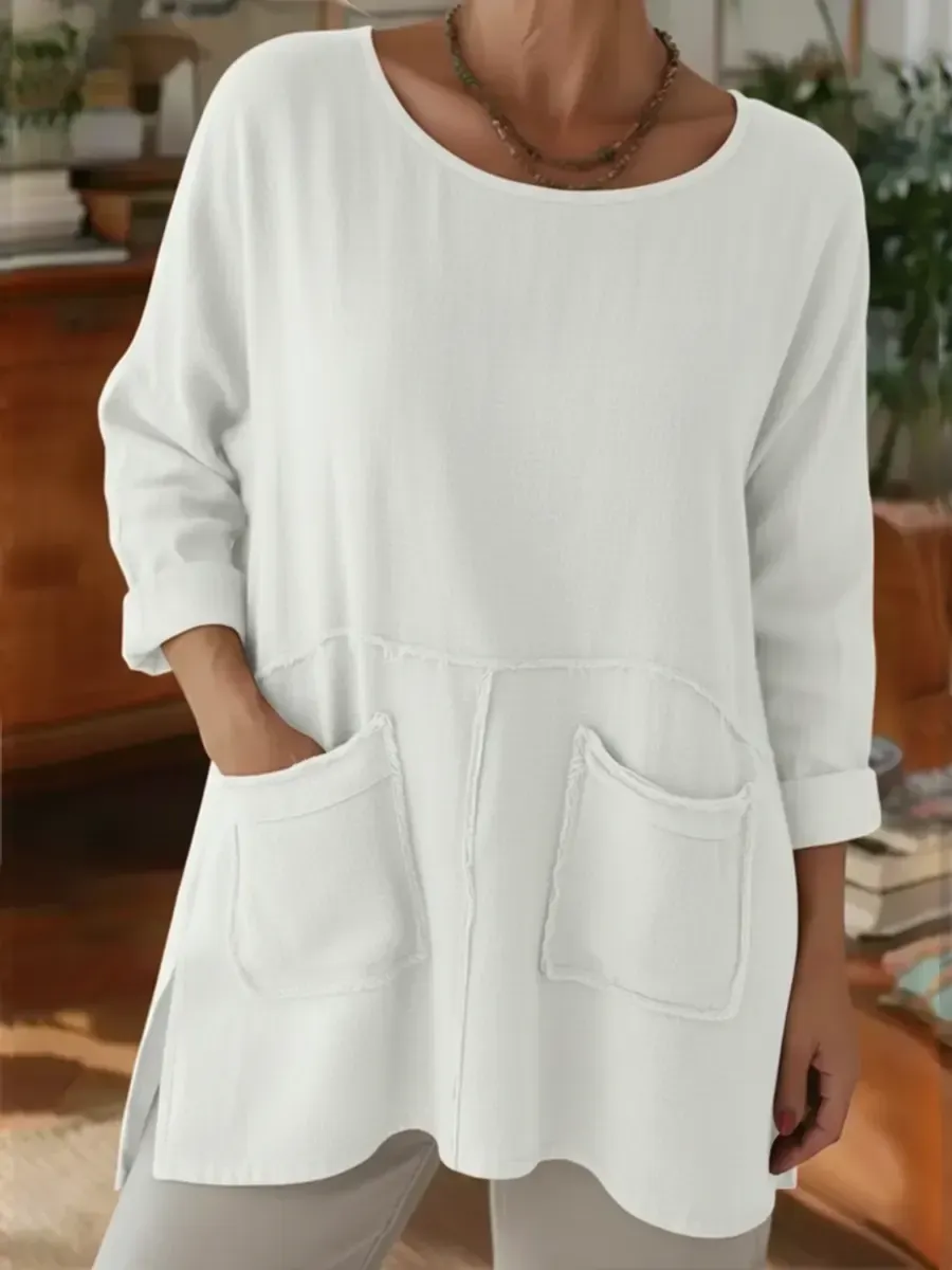 Women's Loose-fitting Casual Linen-cotton Top