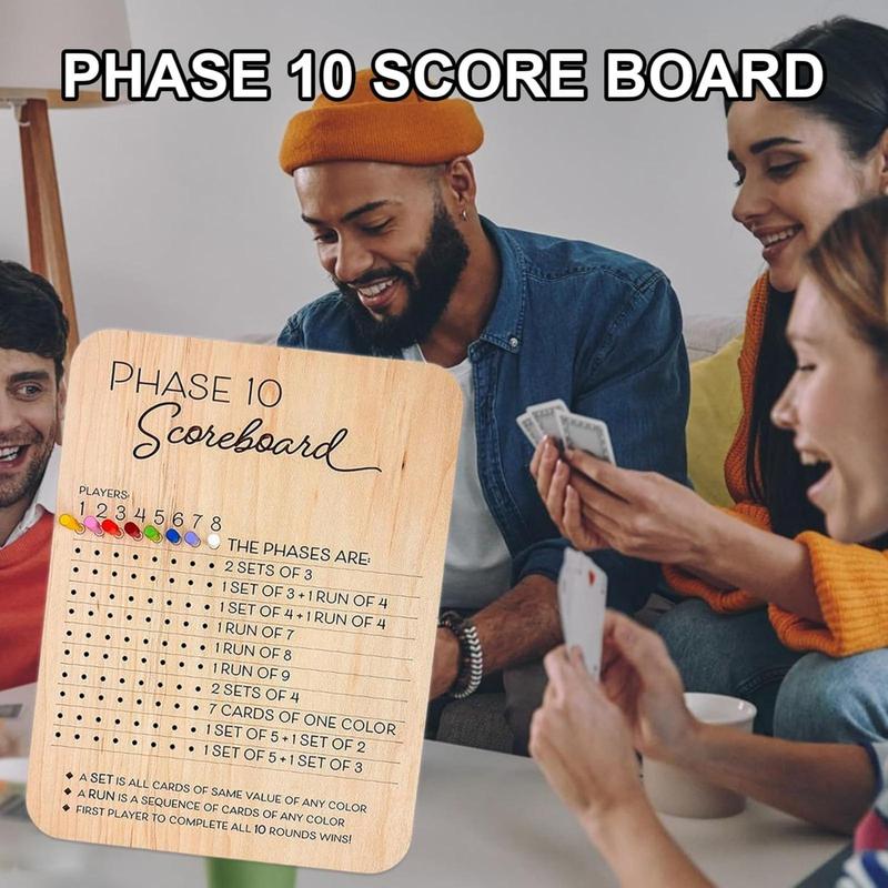 🔥Last 4 hours Sale: Save $20-💥Wooden Phase 10 Score Board