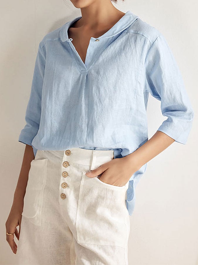 Women's cotton and linen casual shirt